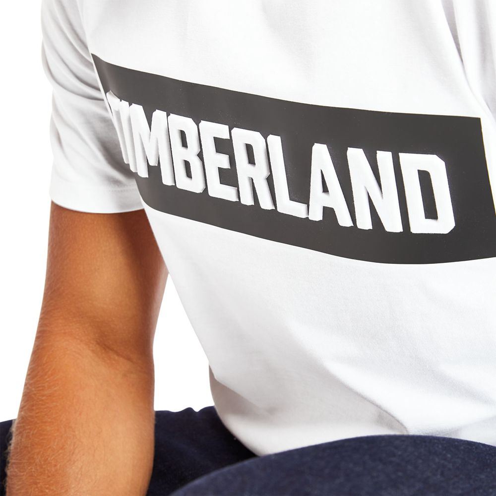 Camisetas Timberland Hombre Mink Brook 3D Embossed Blancas - Chile VLW-478309